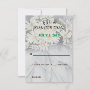 WHITE DAISY BOUQUET CUSTOMIZABLE RSVP CARDS KARTE