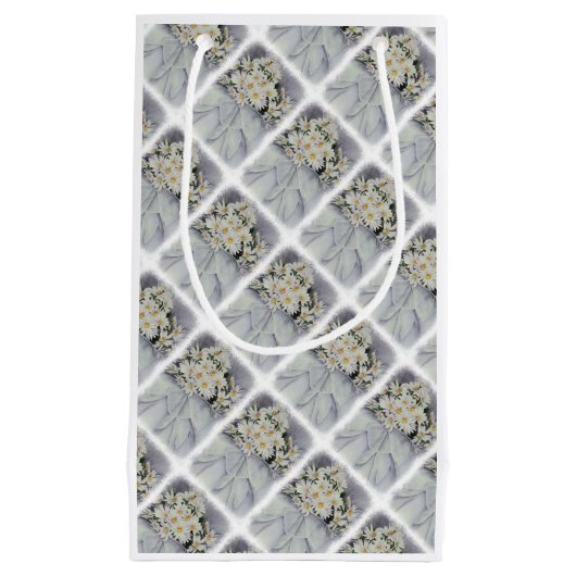 WHITE DAISY BOUQUET GIFT BAG KLEINE GESCHENKTÜTE (Vorderseite)