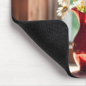 White Daisy Bouquet in Red Pitcher Mousepad (Ecke)