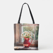 White Daisy Bouquet in Red Pitcher Tasche (Rückseite)