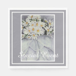 White Daisy Bouquet Party Serviette