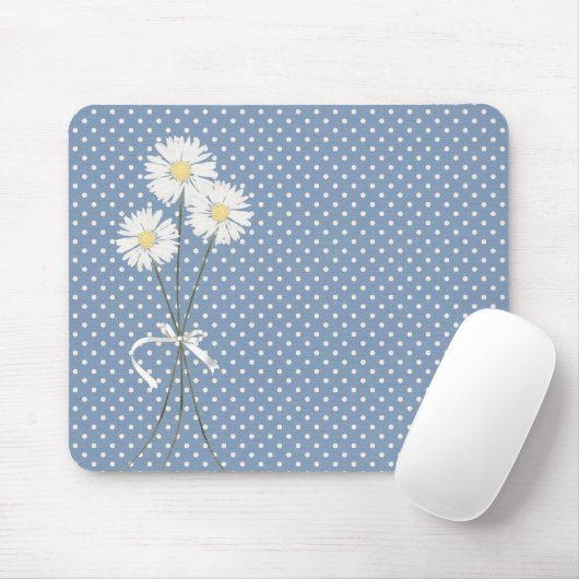 White Daisy Bouquet zu Polka Dots Mousepad (Mit Mouse)