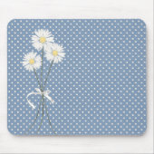 White Daisy Bouquet zu Polka Dots Mousepad (Vorne)