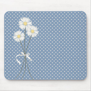 White Daisy Bouquet zu Polka Dots Mousepad