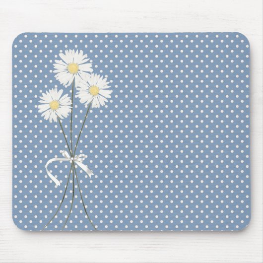 White Daisy Bouquet zu Polka Dots Mousepad (Vorne)