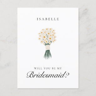 White Daisy Bridesmaid Vorschlag Postcard Postkarte