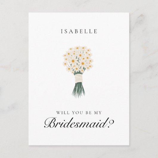 White Daisy Bridesmaid Vorschlag Postcard Postkarte (Vorderseite)