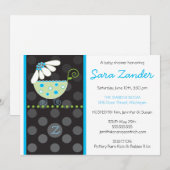 White Daisy Carriage Baby Shower Einladung (Vorne/Hinten)