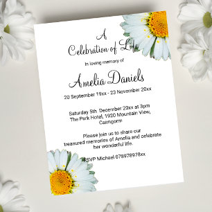 White Daisy Celebration of Life Card Einladung