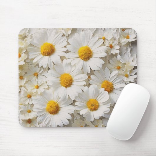 White Daisy Collection Mousepad (Mit Mouse)
