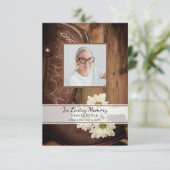 White Daisy Cowboy Boot Funeral Memorial Beileid Dankeskarte (Stehend Vorderseite)