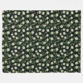 White Daisy Design On Black Fleecedecke (Vorderseite (Horizontal))