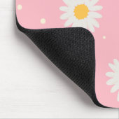White Daisy Dot Pink Mousepad (Ecke)