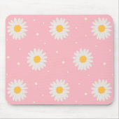 White Daisy Dot Pink Mousepad (Vorne)