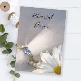 White Daisy Elegance Hochzeit Probe Dinner Einladung