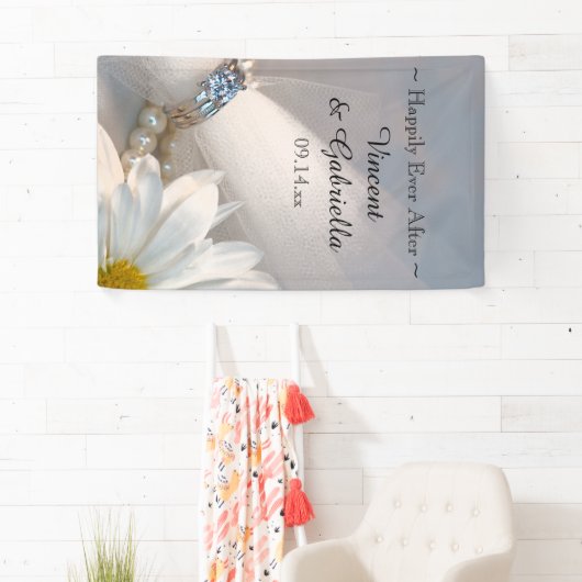 White Daisy Elegance Wedding Banner (Insitu)