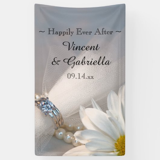 White Daisy Elegance Wedding Banner (Vertikal)