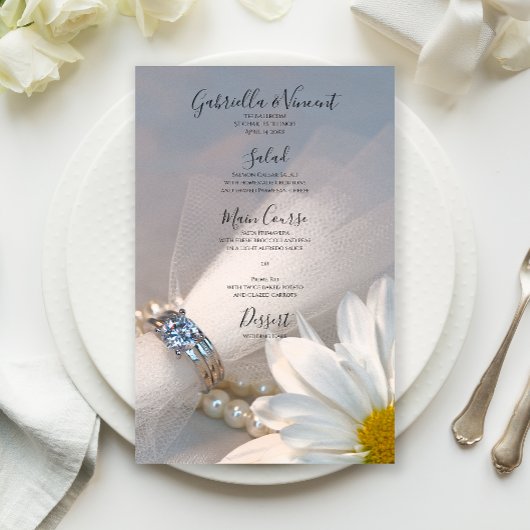White Daisy Elegance Wedding Menu
