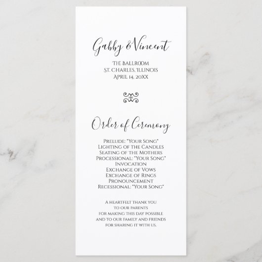 White Daisy Elegance Wedding Program Programm (Rückseite)