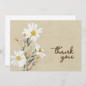 White Daisy Flat Danke-Card Dankeskarte (Vorne/Hinten)