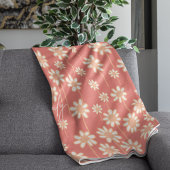 White Daisy Floral Pattern Custom Name  Fleecedecke