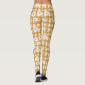 White Daisy Floral Pattern on Yellow Gingham (2) Leggings (Rückseite)