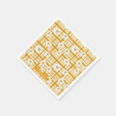 White Daisy Floral Pattern on Yellow Gingham Serviette (Ecke)