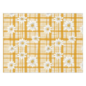 White Daisy Floral Pattern on Yellow Gingham Tischdecke (Vorderseite (Horizontal))