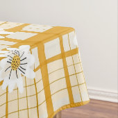 White Daisy Floral Pattern on Yellow Gingham Tischdecke (Beispiel)