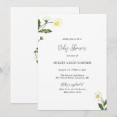 White Daisy Floral Rustic Baby Dusche Einladung (Vorne/Hinten)