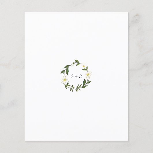 White Daisy floral Rustic Budget Einladung (Rückseite)