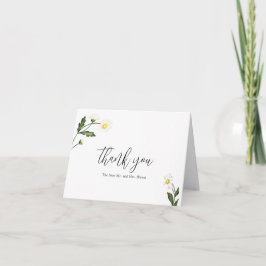 White Daisy Floral Rustic Wedding Dankeskarte