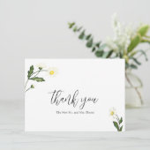 White Daisy Floral Rustic Wedding Dankeskarte (Stehend Vorderseite)