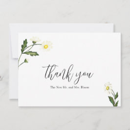 White Daisy Floral Rustic Wedding Dankeskarte