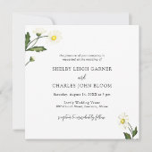 White Daisy Floral Rustic Wedding Einladung (Vorderseite)