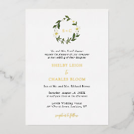 White Daisy Floral Rustic Wedding Folieneinladung