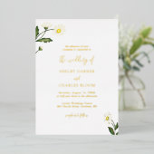White Daisy Floral Rustic Wedding Folieneinladung (Stehend vorne)