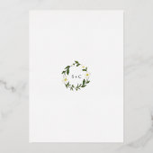 White Daisy Floral Rustic Wedding Folieneinladung (Rückseite)
