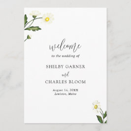 White Daisy Floral Rustic Wedding Programm