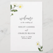 White Daisy Floral Rustic Wedding Programm (Vorderseite)