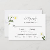 White Daisy Floral Rustic Wedding RSVP Karte (Vorderseite)