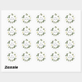 White Daisy Floral Rustic Wedding Runder Aufkleber (Blatt)