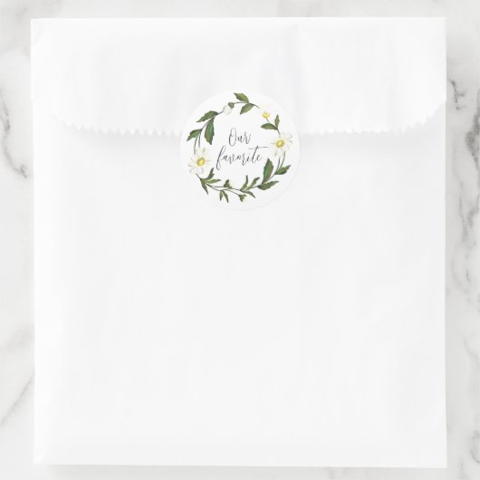 White Daisy Floral Rustic Wedding Runder Aufkleber (Tasche)