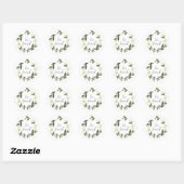White Daisy Floral Rustic Wedding Runder Aufkleber (Blatt)