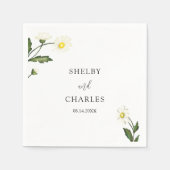 White Daisy Floral Rustic Wedding Serviette (Vorderseite)