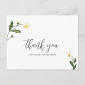 White Daisy Floral Rustic Wedding Vielen Dank Postkarte (Vorderseite)