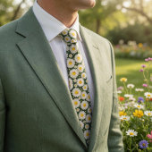 White Daisy Floral Wedding Krawatte