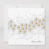 White Daisy Floral Wirbel Einladung Hochzeit (Rückseite)