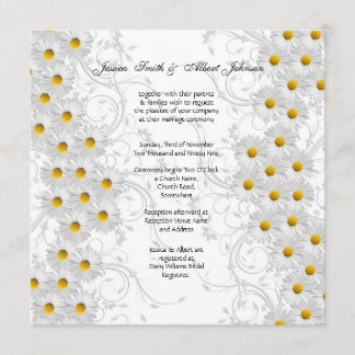White Daisy Floral Wirbel Einladung Hochzeit