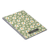 White Daisy Florals Muster Grün Personalisiert Notizblock (Rechte Seite)